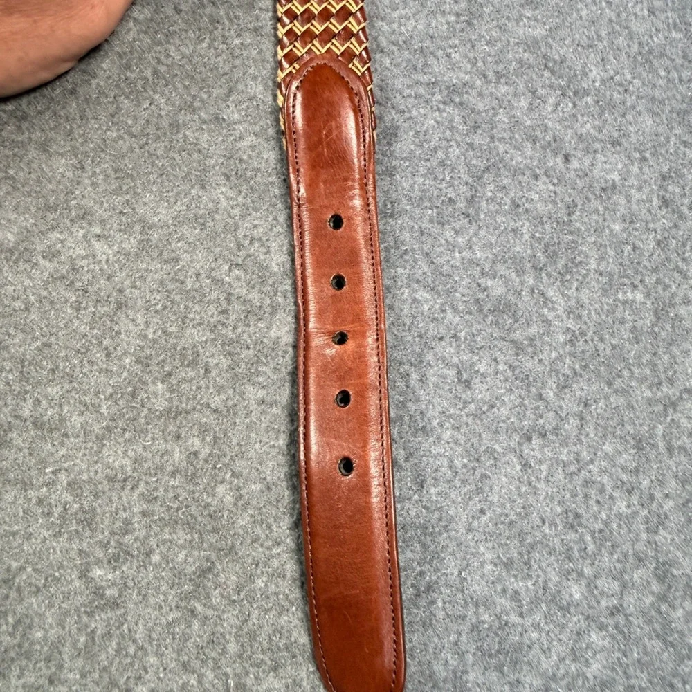 Torini Mens Woven Leather Belt 36 Brown Tan Braided Made in USA 6347